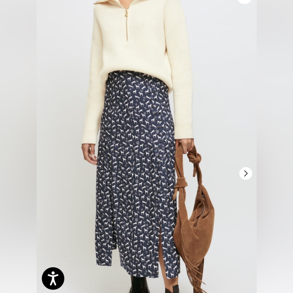 Maje Horse stud print jacquard skirt 36